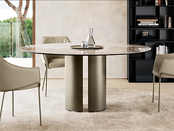 Table ronde en céramique avec plateau tournant Eforma collection Dora usine Eforma de l'Italie