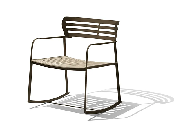 Chaise à bascule de jardin avec accoudoirs en teck GIORGETTI GEА 87042 usine GIORGETTI de l'Italie. Foto №1