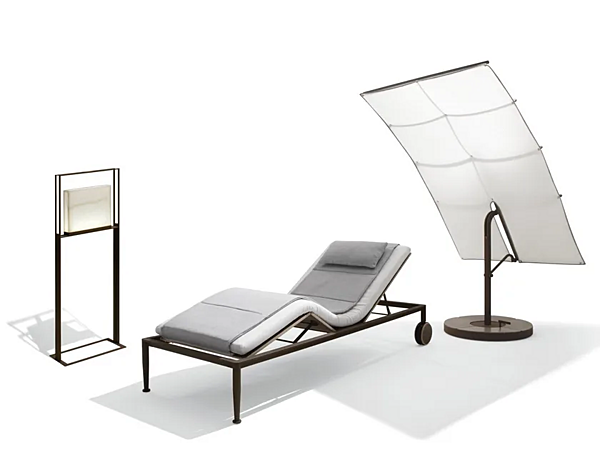 Transat inclinable avec roulettes en teck GIORGETTI GEa 87060 + 87061 usine GIORGETTI de l'Italie. Foto №4