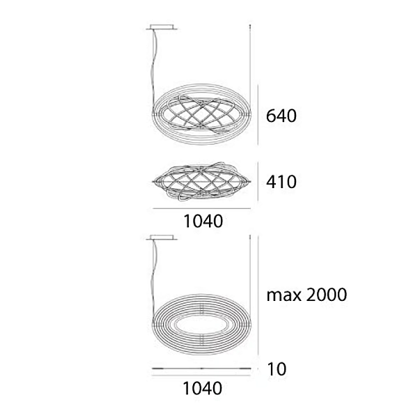 Suspension en aluminium LED Copernico Artemide 1623010A, 1623020A usine Artemide de l'Italie. Foto №6