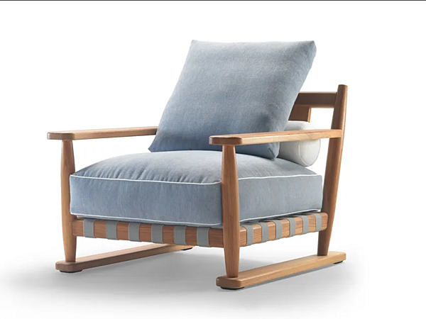 Fauteuil de jardin en iroko avec accoudoirs FLEXFORM Meriggio usine FLEXFORM de l'Italie. Foto №2