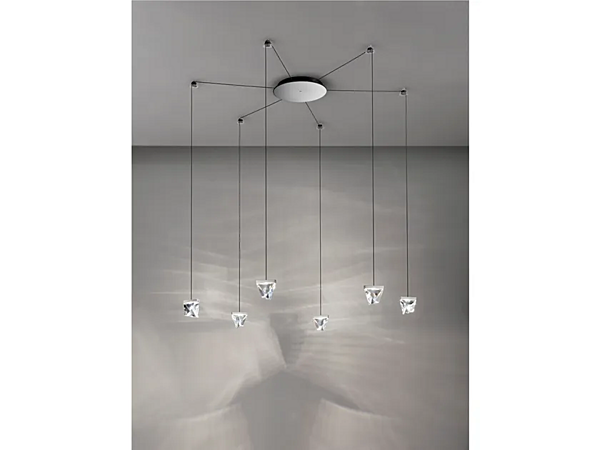 Suspension en cristal LED 6 spots Fabbian Tripla usine Fabbian de l'Italie. Foto №1