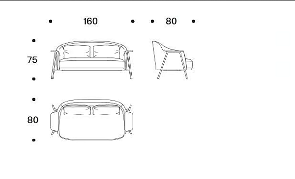 Canapé 2 places en tissu avec housse amovible Saba Kepi usine SABA de l'Italie. Foto №6
