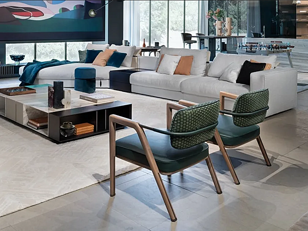 Fauteuil en cuir et tissu avec accoudoirs Elsa GIORGETTI usine GIORGETTI de l'Italie. Foto №6