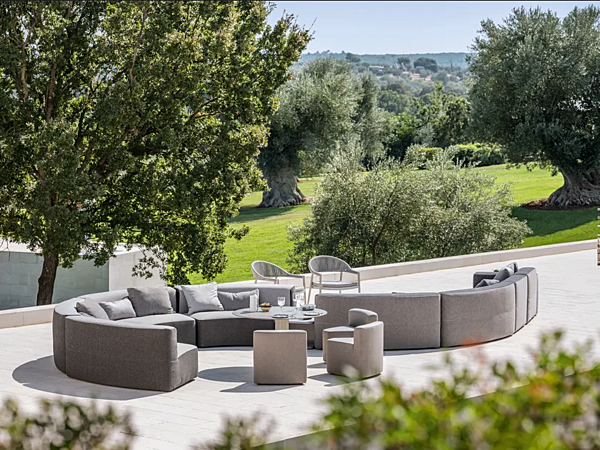 Canapé de jardin modulaire incurvé en tissu avec ceinture VARASCHIN Circle Belt 221 usine VARASCHIN de l'Italie. Foto №1