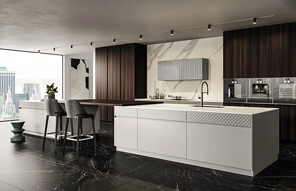 Cuisine en bois avec îlot sans poignées ASTER CUCINE Pure Glam usine Aster Cucine de l'Italie. Foto №2