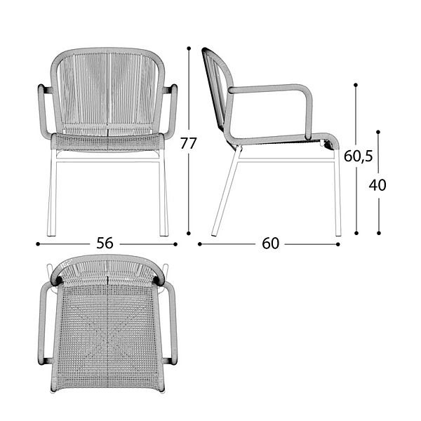 Chaise de jardin en fibre synthétique avec accoudoirs VARASCHIN Cricket 1480, 1480L usine VARASCHIN de l'Italie. Foto №3