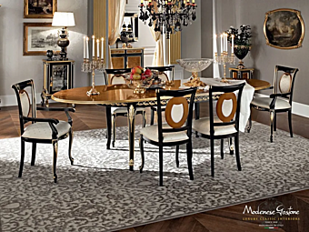 Table ovale en bois massif Modenese Luxury Interiors 12140 Table ovale en bois massif Modenese Luxury Interiors 12140 usine MODENESE GASTONE de l'Italie