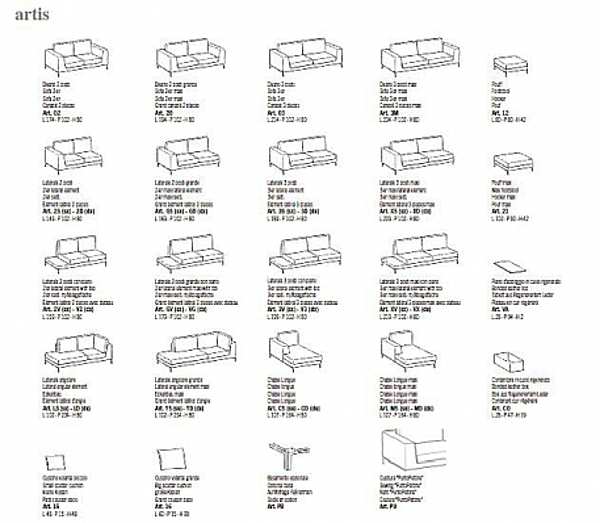 Canapé DITRE ITALIA Artis comp_01 usine DITRE ITALIA de l'Italie. Foto №2