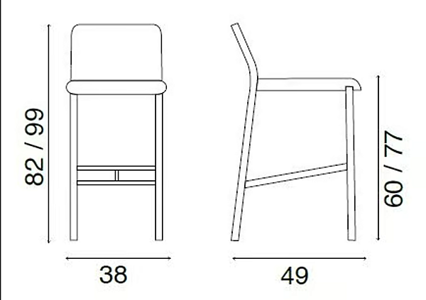 Tabouret en cuir tanné haut avec dossier FASEM RELAIX RELAIX BAR usine FASEM de l'Italie. Foto №5