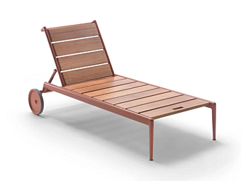 Transat en bois Atlante avec roulettes en Iroko FLEXFORM