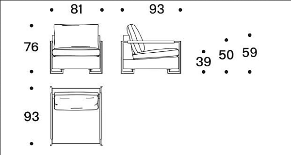 Fauteuil en tissu avec accoudoirs Saba Italia Light usine SABA de l'Italie. Foto №6