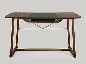 Bureau en bois rectangulaire avec détails en cuir Golia Borzalino DESK Bureau en bois rectangulaire avec détails en cuir Golia Borzalino DESK usine Borzalino de l'Italie