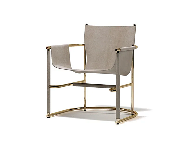 Fauteuil avec accoudoirs en métal et cuir Paolo Castelli U Lounge usine Paolo Castelli de l'Italie. Foto №2