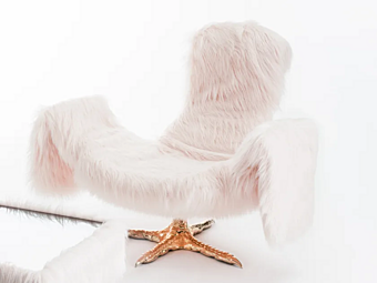 Fauteuil en fourrure avec accoudoirs Driade Cocky Fauteuil en fourrure avec accoudoirs Driade Cocky usine Driade de l'Italie
