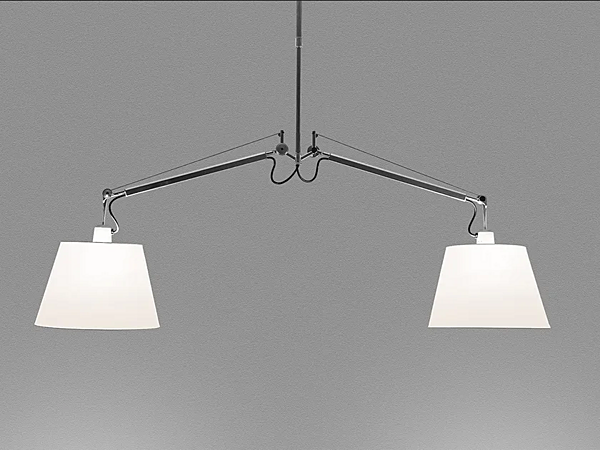 Lampe suspendue pivotante dimmable en aluminium Artemide Tolomeo Basculante Due Bracci 0630010A usine Artemide de l'Italie. Foto №1