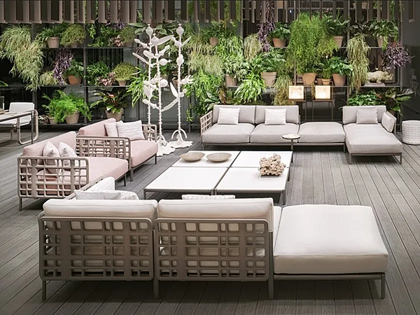 Canapé de jardin 4 places en tissu et métal peint GIORGETTI Aldia 91030 usine GIORGETTI de l'Italie. Foto №6