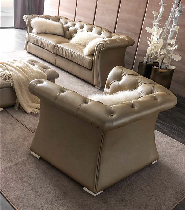 Fauteuil en cuir capitonné Pascal CORTEZARI 689 usine CORTE ZARI de l'Italie. Foto №3