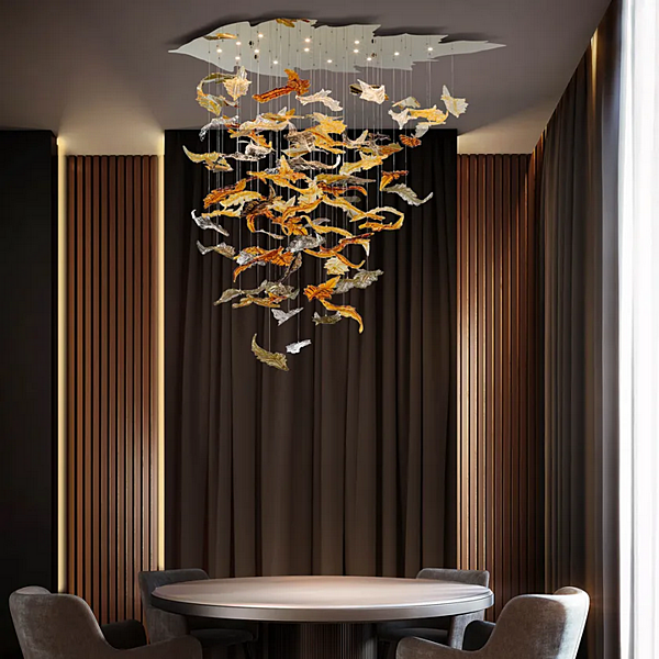 Suspension en verre de Murano fait main feuilles d'automne MULTIFORME SS7680-AK usine MULTIFORME de l'Italie. Foto №4