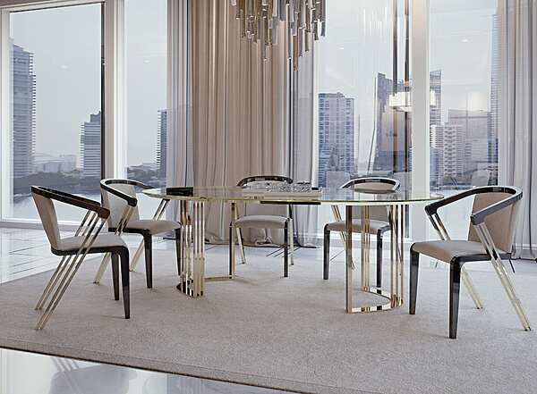 Table à manger ovale en verre Symphony Infinity Bizzotto Italia usine Bizzotto Italia de l'Italie. Foto №3