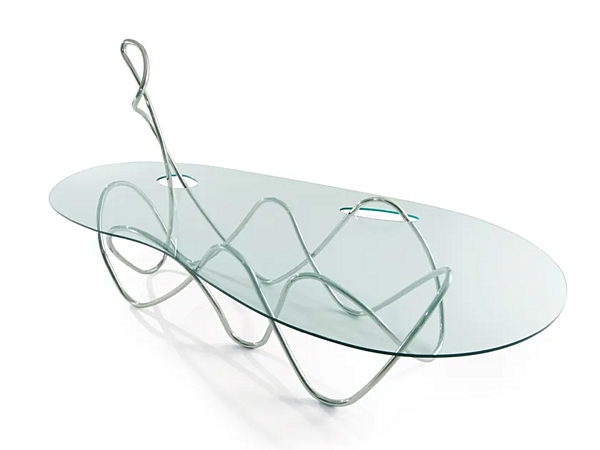 Table en cristal et acier inoxydable Capriccio Edra CAR010 usine EDRA de l'Italie. Foto №1