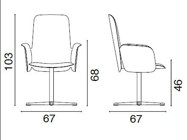 Chaise en cuir avec accoudoirs Electa haute à base à 4 branches FASEM ELECTA TALL BC usine FASEM de l'Italie. Foto №9