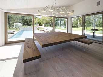 Banc en bois et verre AIR WILDWOOD LAGO usine LAGO de l'Italie