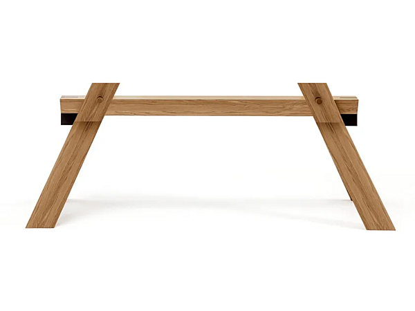 Table rectangulaire en cristal avec base en bois massif Piana BROSS 2878 usine BROSS de l'Italie. Foto №2