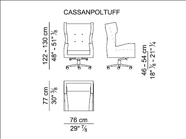 Chaise de direction en cuir avec roulettes Cassandra I 4 Mariani usine i 4 Mariani de l'Italie. Foto №3