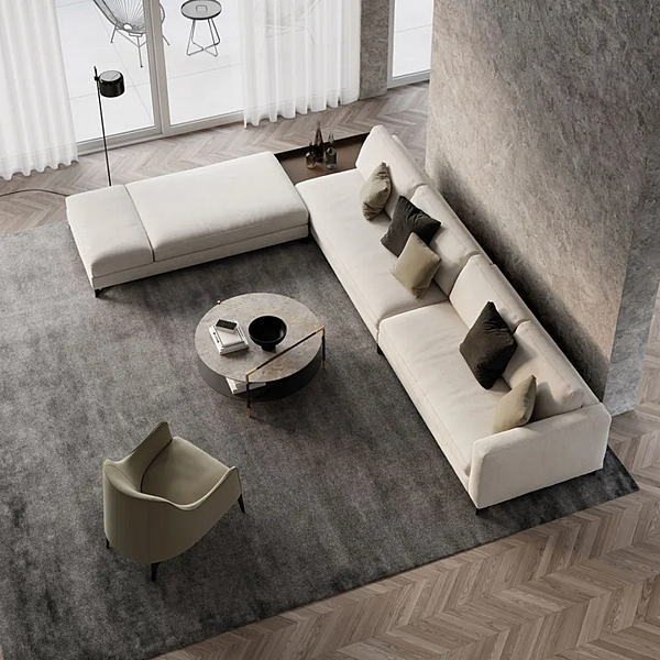 Canapé d'angle en tissu Davis Out Frigerio usine Frigerio de l'Italie. Foto №9