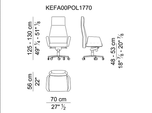 Chaise de direction pivotante en cuir avec dossier haut Kefa I 4 Mariani usine i 4 Mariani de l'Italie. Foto №11
