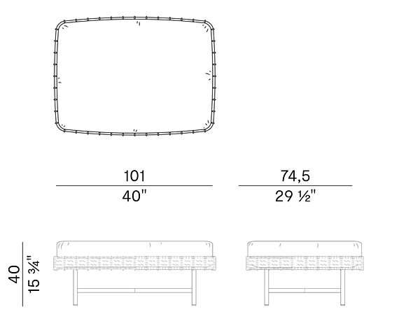 Pouf rectangulaire en tissu et corde Potocco collection Ropu 888 CQR 888/CQR usine POTOCCO de l'Italie. Foto №3
