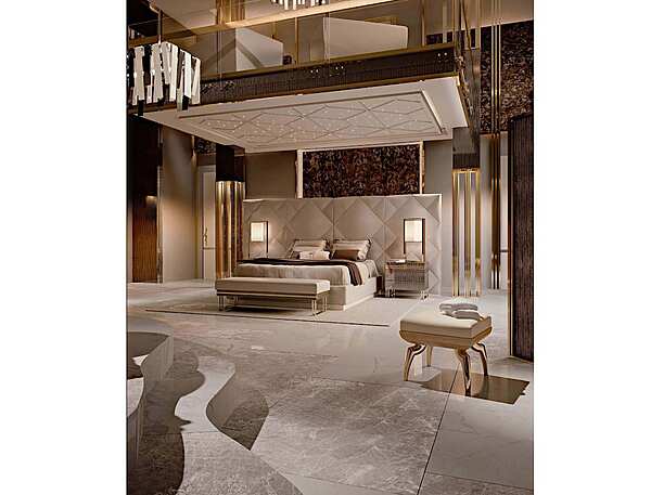 Lit double avec tête de lit rembourrée Bizzotto Italia Symphony usine Bizzotto Italia de l'Italie. Foto №6