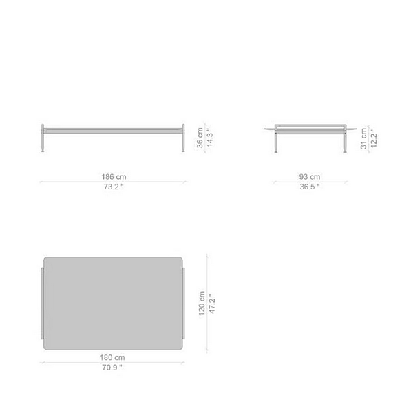 Table basse rectangulaire en verre CASSINA Esosoft usine CASSINA de l'Italie. Foto №18