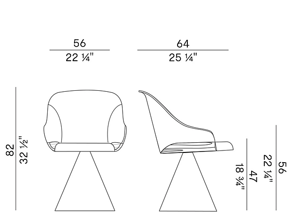 Chaise pivotante en tissu rembourré avec accoudoirs Potocco LYZ 918 GC 918/GC usine POTOCCO de l'Italie. Foto №4