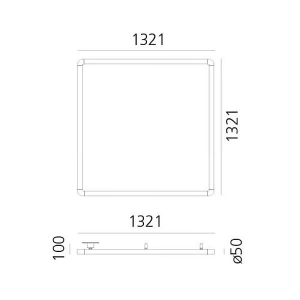 Lampe de plafond semi-encastrée rectangulaire en matériau de qualité Artemide Alphabet of Light 1430130A, 1430110A, 1430120A usine Artemide de l'Italie. Foto №4