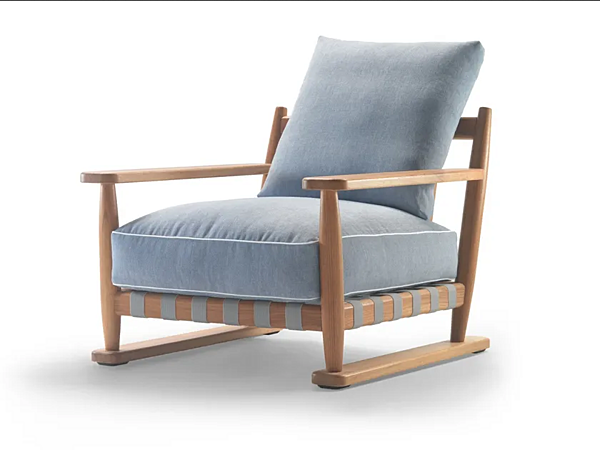 Fauteuil de jardin en iroko avec accoudoirs FLEXFORM Meriggio usine FLEXFORM de l'Italie. Foto №1