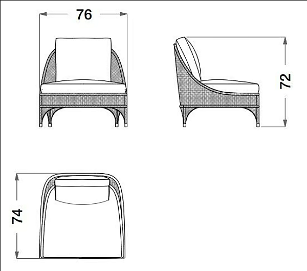 Fauteuil de jardin en bois et tissu avec accoudoirs CPRN HOMOOD OD1035, OD1036 usine CPRN HOMOOD de l'Italie. Foto №4