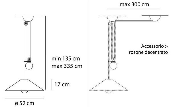 Suspension en métal halogène conique Artemide Aggregato Saliscendi A089860, A089700, A033100, A089400 usine Artemide de l'Italie. Foto №10