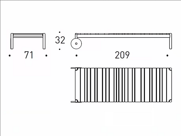 Transat inclinable en teck avec roulettes VARASCHIN Barcode 2180E usine VARASCHIN de l'Italie. Foto №10