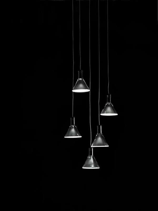 Suspension en verre borosilicate LED multispot Fabbian Polair usine Fabbian de l'Italie. Foto №8
