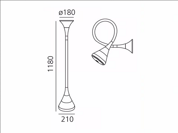 Lampe murale fluorescente ajustable en métal Artemide 0671010IN0A, 0671W10A usine Artemide de l'Italie. Foto №4