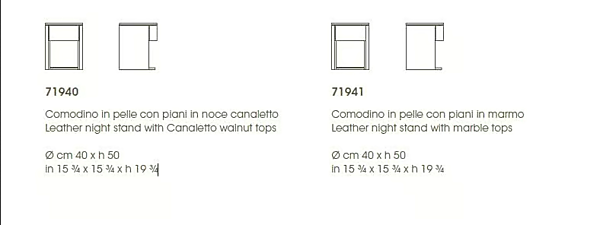 Table de chevet ronde en cuir et marbre avec tiroirs GIORGETTI SIDE VIBE 71940, 71941 usine GIORGETTI de l'Italie. Foto №6