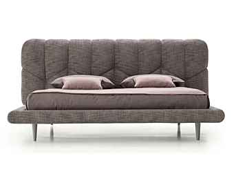 Lit double en tissu avec tête de lit rembourrée CORTEZARI Minou 967