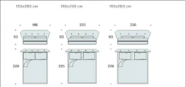 Lit double en tissu avec tête de lit rembourrée Saba New York Air usine SABA de l'Italie. Foto №5