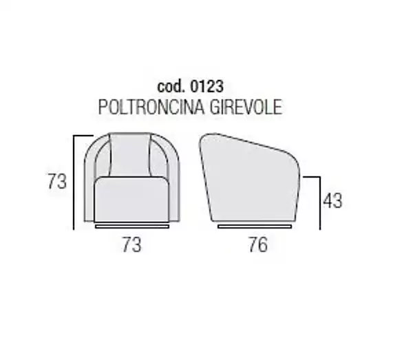 Fauteuil pivotant en tissu avec housse amovible Carlotta Egoitaliano usine Egoitaliano de l'Italie. Foto №6