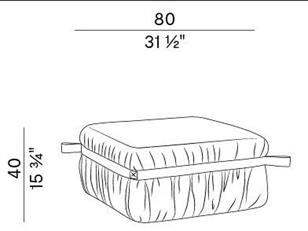 Pouf carré en tissu rembourré Herm 925 O80 Potocco 925/080 usine POTOCCO de l'Italie. Foto №4
