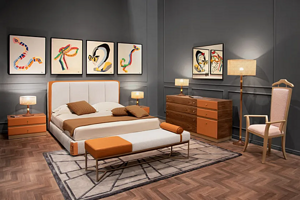 Lit double rembourré en tissu Clarissa FORMITALIA usine FORMITALIA de l'Italie. Foto №4