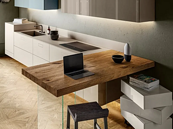 Cuisine équipée avec péninsule bureau à domicile LAGO 1098 usine LAGO de l'Italie