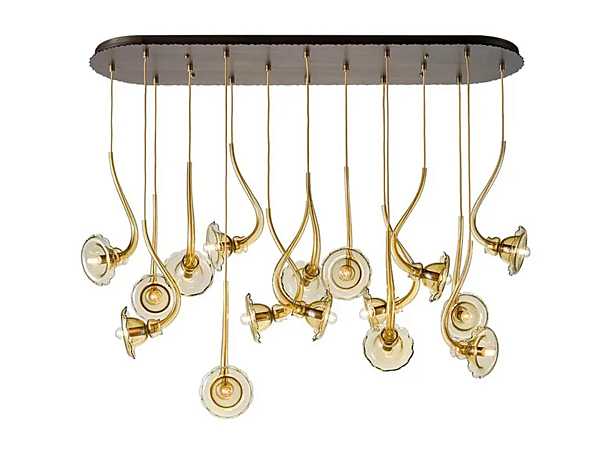 Suspension en verre soufflé Ikebana 16 MULTIFORME SL3370-16-FB usine MULTIFORME de l'Italie. Foto №1